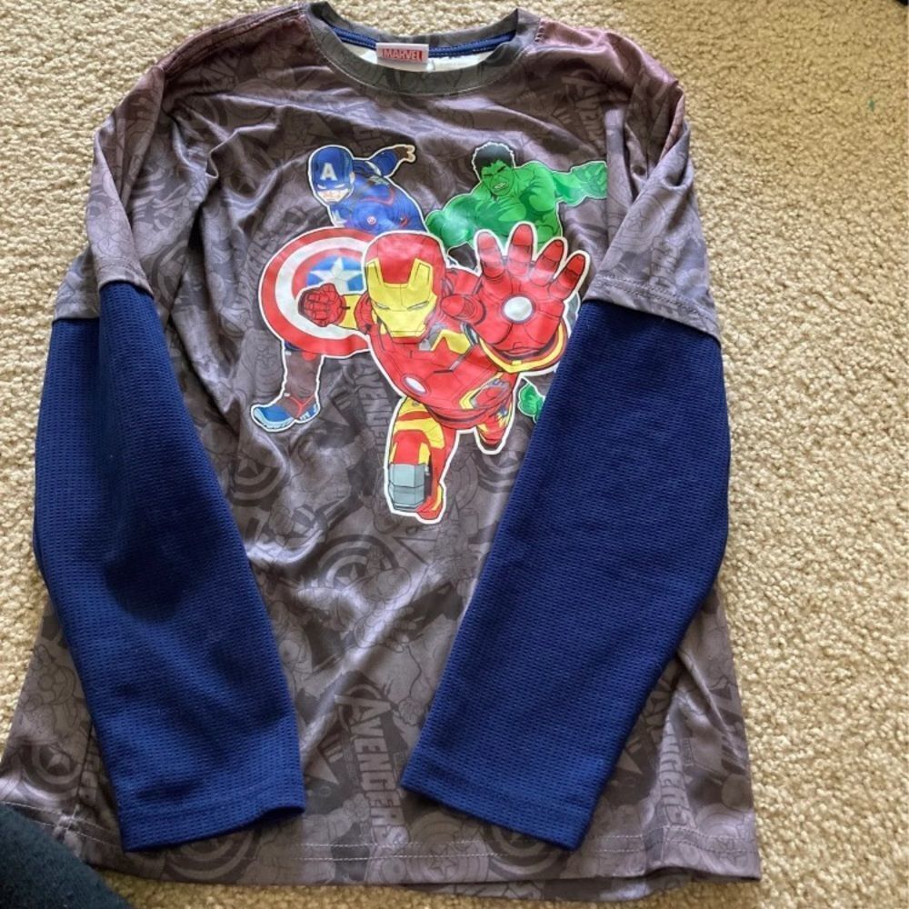 Boys Gray Marvel Avengers Long Sleeve Tshirt